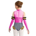 thumbnail image 2 of Mufeng Kids Girls Drum Band Outfits Trapeze Showman Pretend Play Outfit Sparkle Sequins Dance Bodysuit Hot Pink 10, 2 of 7