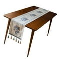 thumbnail image 2 of Camino de mesa floral con borlas, suave, decorativo, de chenilla, antipolvo, para casa, hotel, blanco, 32 x 180 cm (12,6 x 70,9 pulgadas), 2 of 14