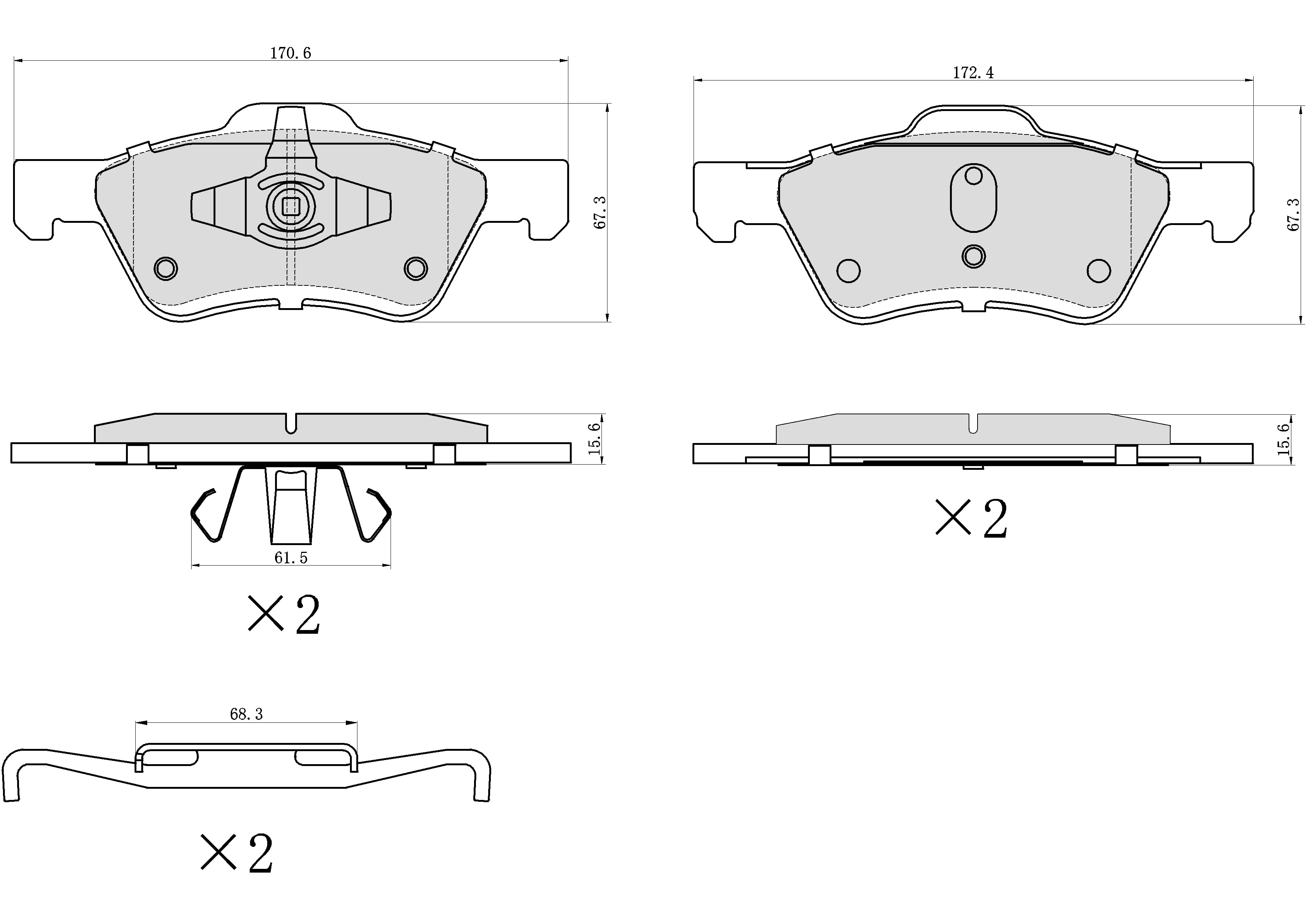Winstop Brake Pad Set, Front WS.1047.0.C, Ford Escape 2010-2005
