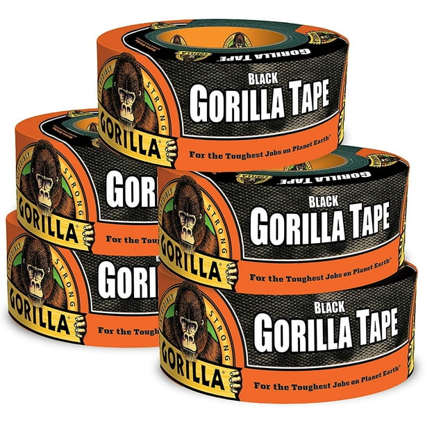 Gorilla 60012035 Duct Tape, 1.88" x 12 yd, Black, (Pack of 5), 5Pack