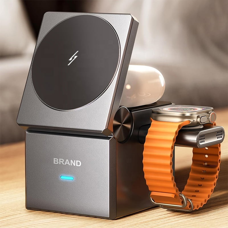 3-in-1 Wireless Charger Bracket Qi2 Multi Device Travel Wireless Charging Station Fast Wireless Charger
