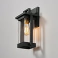thumbnail image 3 of Globe Electric 1-Light Matte Black Outdoor Hardwired Wall Sconce with Brass Accent and Clear Seeded Glass Shade, 3 of 8
