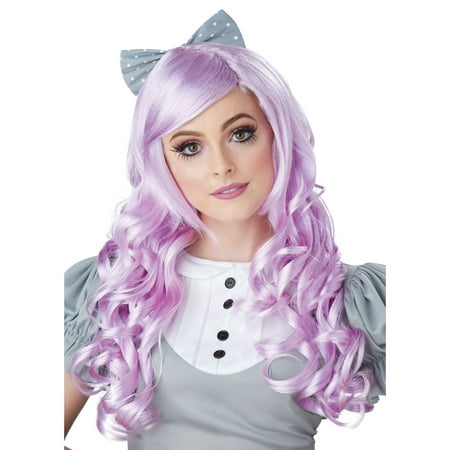 Lavender Cosplay Doll Adult Wig w/ Clip on Bow