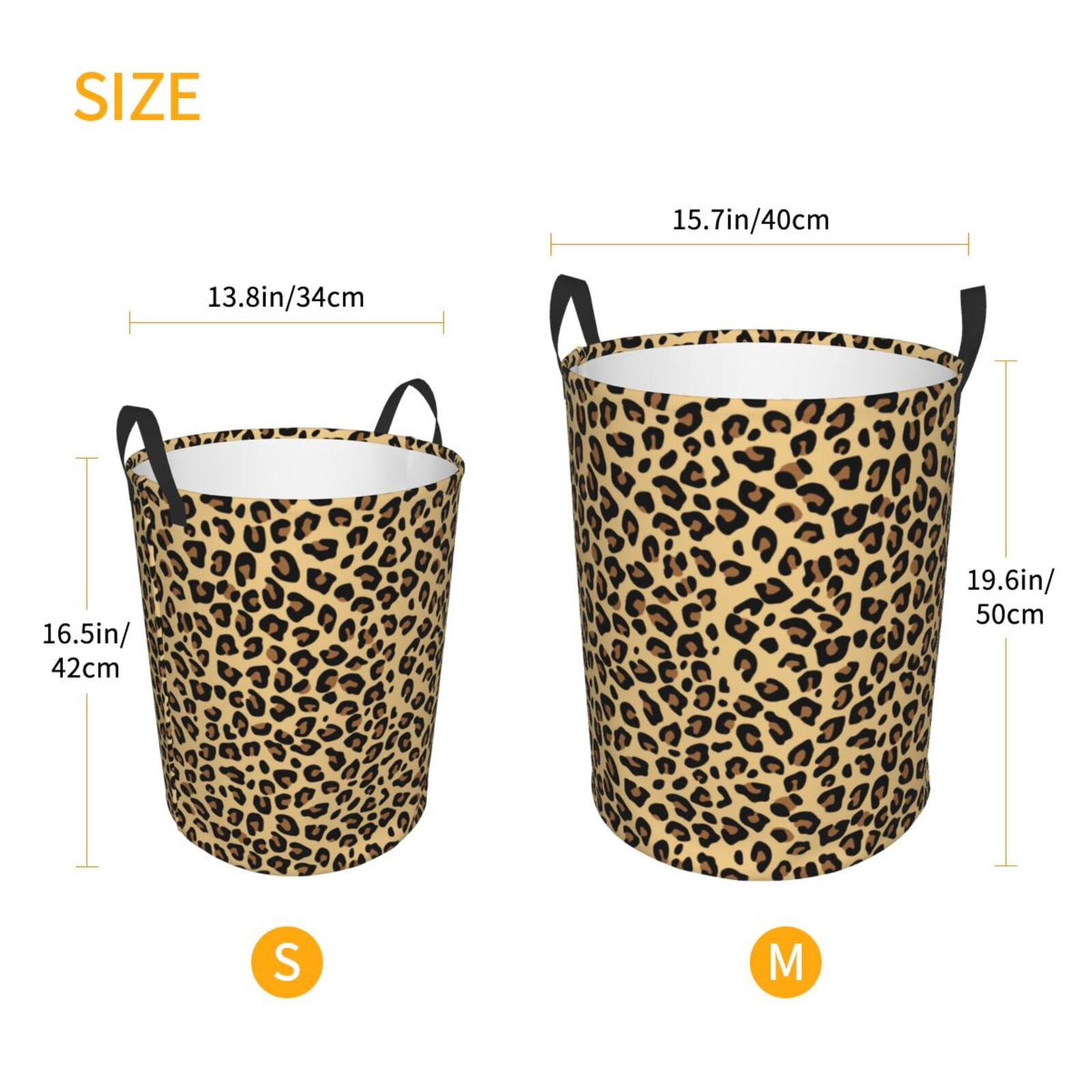 Large Laundry Basket with Handles - Leopard print trendy cool Kids Baby Dirty Clothes Laundry Hamper for Bedroom Aesthetic