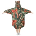 thumbnail image 2 of FORMRS Wearable Blanket Hoodie with Sleeves for Kids Cozy Flannel Sweatshirt, Christmas Holly Bows, 2 of 7
