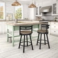 thumbnail image 2 of Amisco Vector 25.5" Distressed Wood Swivel Counter Stool in Beige/Dark Brown, 2 of 3