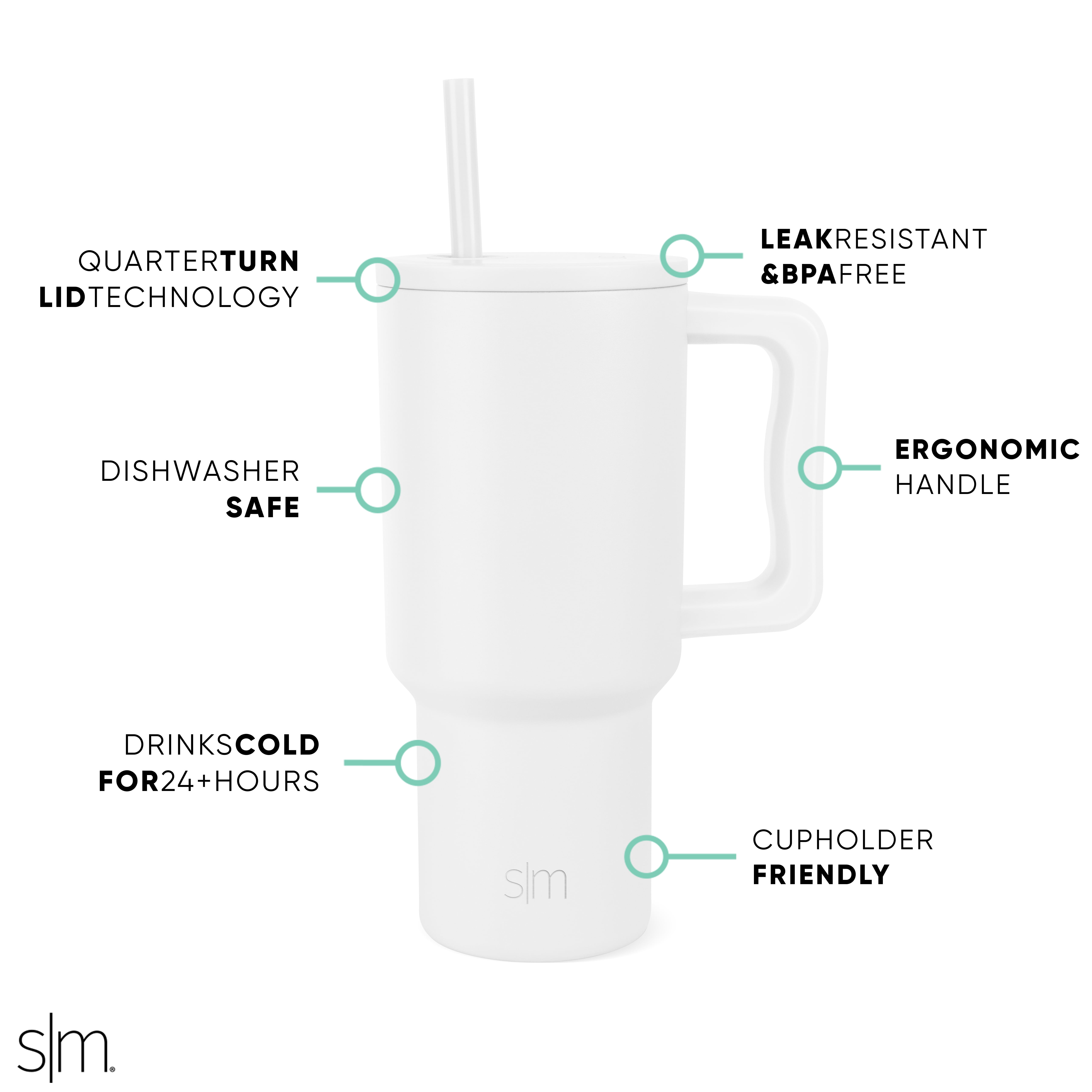 Simple Modern 30 fl oz Insulated Stainless Steel Trek Tumbler with Straw Lid | Winter White