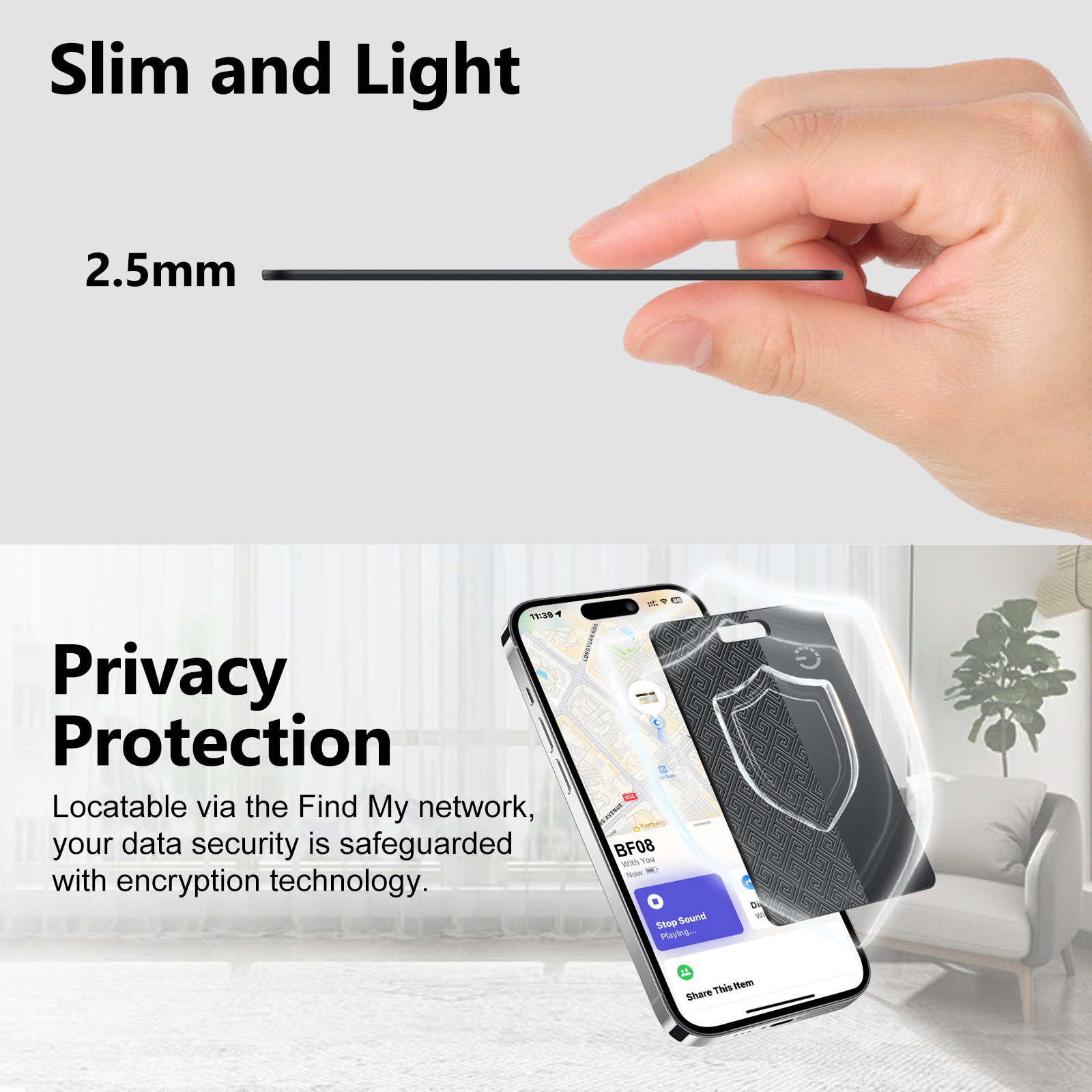 Jarbooer Wallet Tracker Card 2-Pack with Apple Find My photo 5