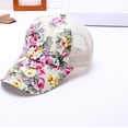 thumbnail image 3 of HuangHuanChen Sun Hats for Women Floral Printing Sun-proof CapUV Protection Trucker Hat Flower Hats Adjustable Baseball Cap Baseball Caps for Women, 3 of 3