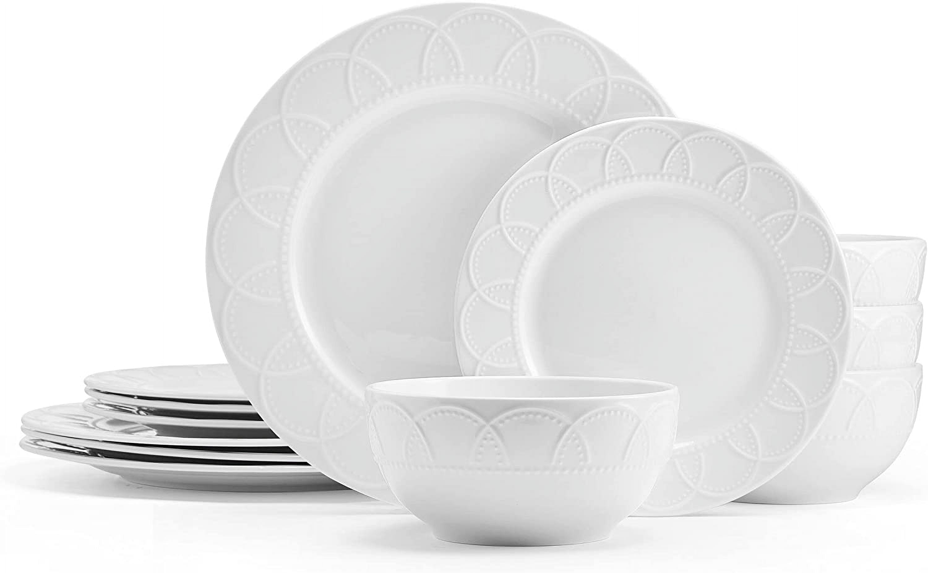 Pfaltzgraff Maddy 12-Piece Dinnerware Set Embossed Porcelain in
