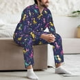 thumbnail image 7 of Yiaed Colorful Dinosaur Print Men’s Pajamas Set - Long Sleeve Button Down Sleep Shirt and Pajama Bottoms Sleepwear Set Mens Pjs Sets Men's Pajama Bottoms-Small, 7 of 7