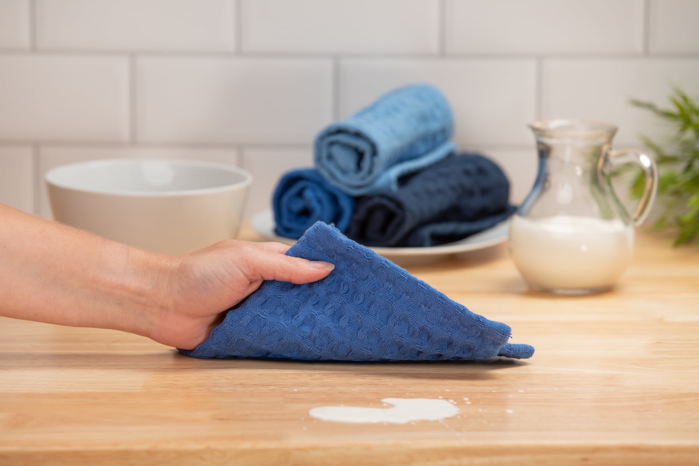 (3 pack) Mainstays 4 Pieces, Waffle Dishcloths, Navy Blue