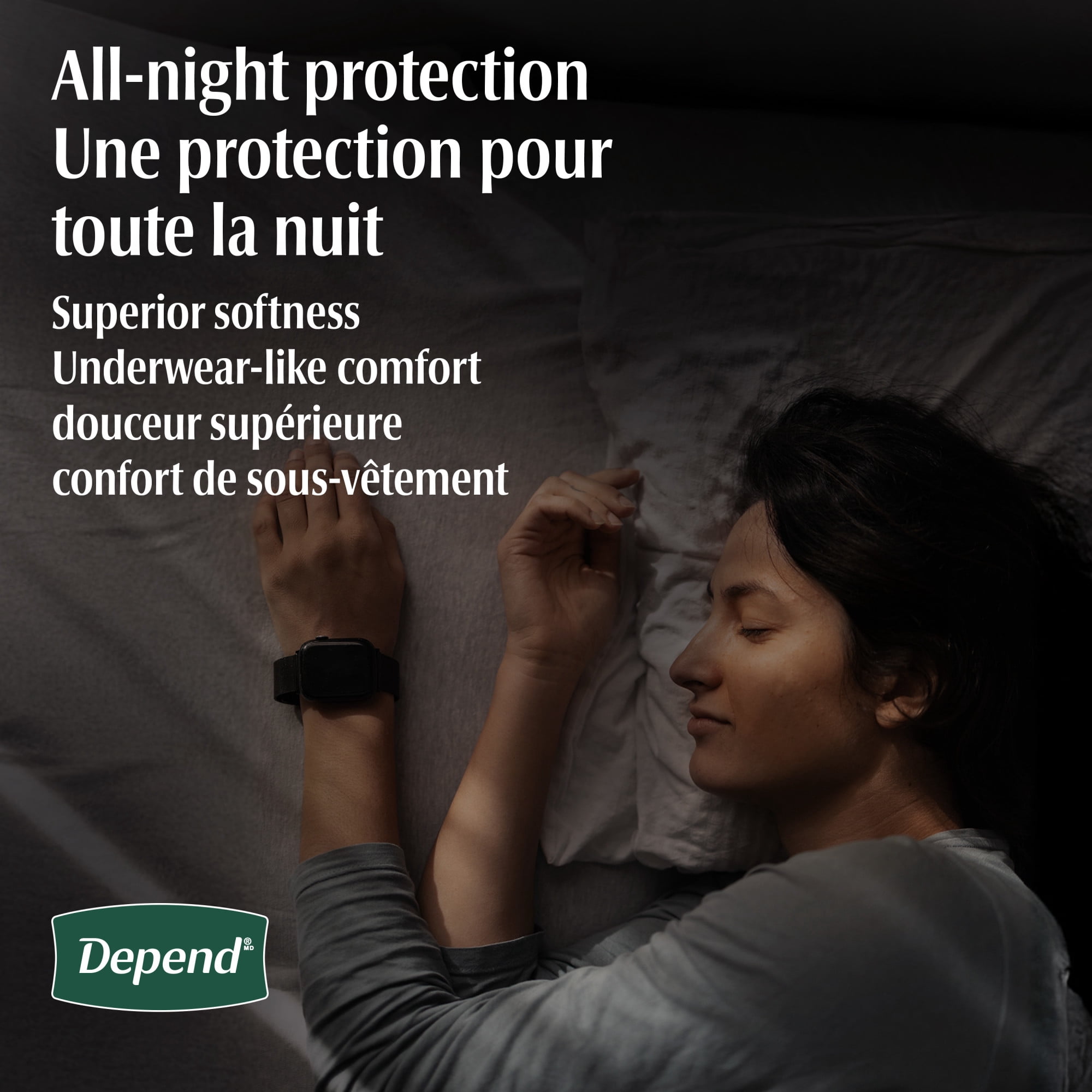 Depend Night Defense Incontinence Underwear for Women, Adult Diapers, M, 60 Count