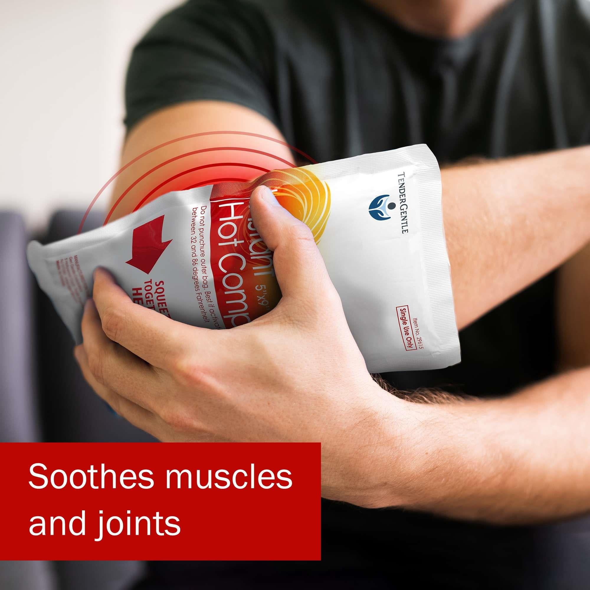 Tender Gentle Instant Hot Compress - 24 Hot Packs for Pain Relief, Sore Muscles, Muscle Spasms, and Joint Stiffness