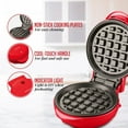 thumbnail image 3 of OVENTE Electric Mini Waffle Maker, 550W Fast Heating Element with Overheat Protection, Red WM215R, 3 of 7