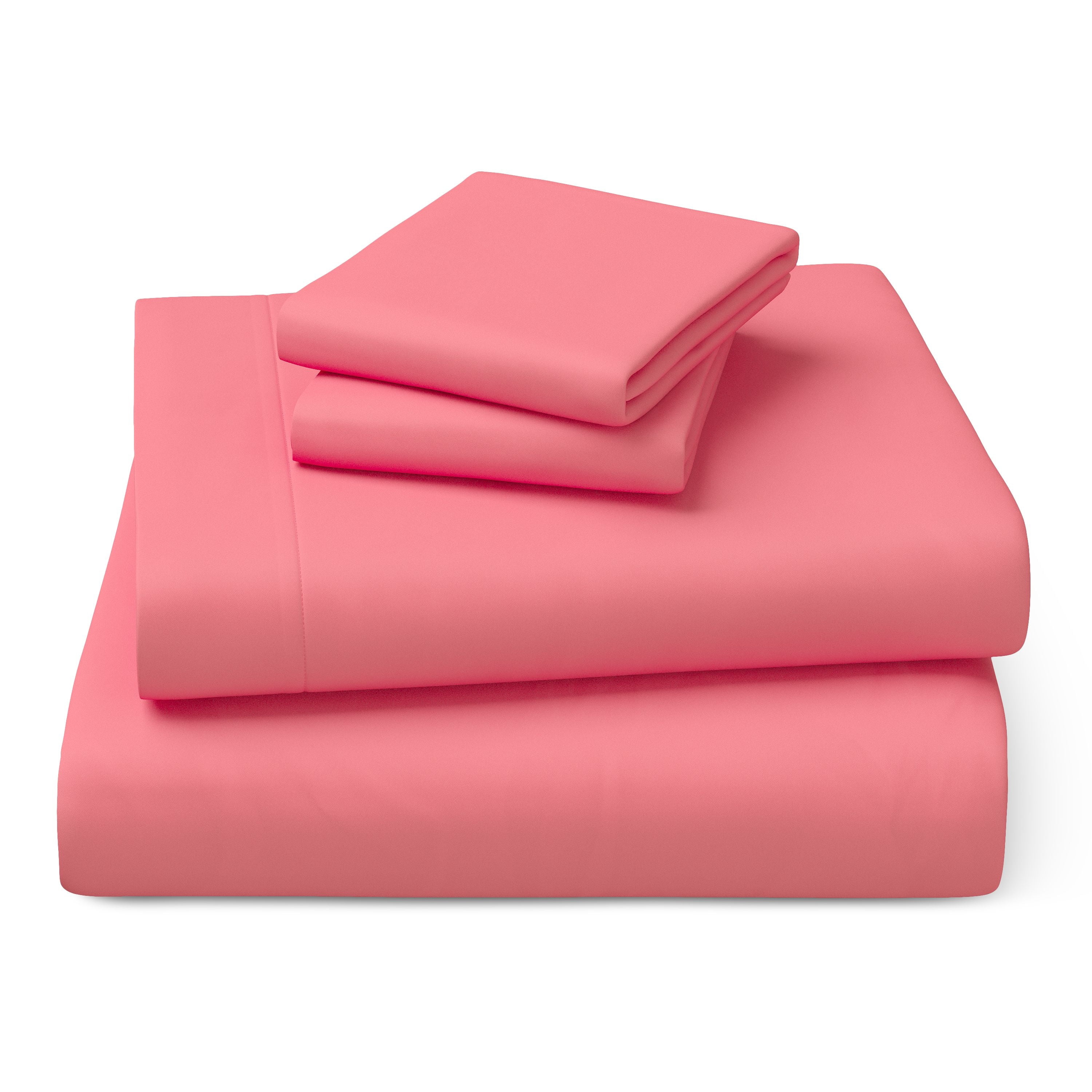 Mainstays Kids Microfiber Bed Sheet Set, Queen, Pink, 4 Pieces