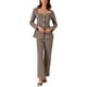 thumbnail image 1 of INSPIRAR CHIC Conjuntos de 2 Piezas para Mujeres, Blusa de Cuello Cuadrado y Pantalones Largos, Conjuntos Elegantes de Negocios XL Color Caqui Oscuro, 1 of 6