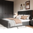 thumbnail image 4 of Full Size Platform Bed Frame with 4 Storage Drawers & Headboard,Faux Leather or Linen, Button Tufted Platform, Strong Wooden Slats,No Box Spring Needed, 4 of 7