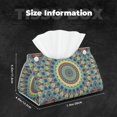 thumbnail image 6 of Lsque Round Mandala1 Printed Long Tissue Box Cover Holder, Facial Paper Organizer Dispenser,Triangle with Bottom Belt, PVC Leather Decorative Organizer, 6 of 9