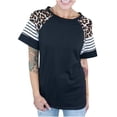 thumbnail image 1 of Top de manga corta con estampado de leopardo a rayas y bloques de color a la moda de verano para mujer Fridja  ghk651, 1 of 9