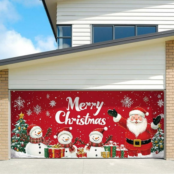 Christmas Garage Door Banner Large Hanging Door Cover Christmas Garage Wall Background Decoration Outdoor Holiday Decoration Back The Flag with Pole Garden Flag Holder Stand 12 X 18 Deer Banner Indoor