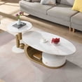 thumbnail image 4 of NEW Modern Nesting Golden Coffee Table Set of 2 End Table for Living Room, Oval and Round Table Set, 4 of 9