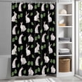 thumbnail image 6 of Cute Rabbits Shower Curtain Set, Waterproof Shower Curtains for Bathroom, Country Leaves Plants Cartoon Bunny Black Washable Fabric Cloth Bath Curtain for Bathtub Decoration with Hooks 66x72 Inches, 6 of 9