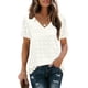 thumbnail image 5 of Camiseta De Verano Con Cuello En V Parte Superior Con Cuello En V Y Lunares Para Mujer Agradable A La Piel Holgada Manga Corta Color Puro Estilo Informal Para La Oficina ANGGREK Ropa, 5 of 6
