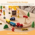 thumbnail image 6 of WoodenEdu 60Pcs Train Set for 3 Year Old Boys, Double-Side Wooden Train Set Tracks for Toddlers, Fits Brio, Thomas, Melissa and Doug, Kids Wood Train Toys for 3 4 5 Year Old Boys and Girls, 6 of 6