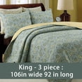 thumbnail image 2 of 3 Piece Classic Country Cottage Cotton Reversible Quilt Bedding Set, Comforter Set, Bedspread for Guest Room, Bedroom, Home, Apartment, Dorm, Hotel, RV, Cottage, Green Paisley, King, 2 of 5
