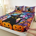 thumbnail image 6 of Manfei Magic Cat Twin Sheet Sets, Halloween Pumpkin Sheet Set Twin, Bohomian Style Bed Sheets Set Twin Size, Super Cozy Bedroom Decor, 3 Pieces, 6 of 7