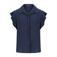 thumbnail image 6 of ATENAR T Shirts for Women Casual V Neck Womens Shirts Solid Color Tee Dark Blue S, 6 of 7