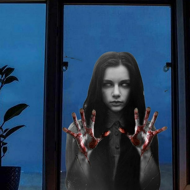 Decoraciones De Fantasmas Femeninas De Halloween,Pegatinas De Pared De Fantasmas De Mujeres Espeluznantes,Silueta De Fantasma Aterradora Calcomanías Sangrientas Arte para El Hogar Fiesta De