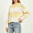 thumbnail image 5 of Fewfanhot Fall Sweaters for Women Striped Mock Neck Fall Knit Color Block Long Sleeve Warm Winter Loose Fit Sweater, 5 of 7