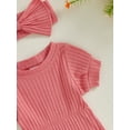 thumbnail image 7 of Nygoyerh Newborn Baby Girls 2PCS Summer Outfit 3M 6M 12M 18M Short Sleeve Crew Neck Ribbed Romper with Headband Set Infant Clothing, 7 of 7