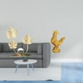 thumbnail image 2 of Figura decorativa de pollo con hojas, escultura de resina de hierro, adorno único para estante, mesa o armario, base estable., 2 of 8