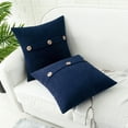 thumbnail image 5 of HWY 50 Navy Blue Decorative Throw Pillow Covers Set 16x16 inch, for Couch Sofa Bed, Solid Soft Cozy Chenille with Triple Button, Farmhouse Throw Pillows Cases Cushion Cover, Pack of 2, 5 of 6