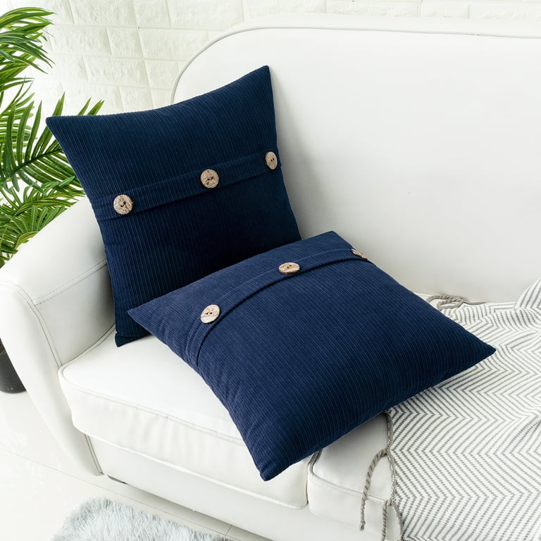 HWY 50 Navy Blue Decorative Throw Pillow Covers Set 22x22 inch