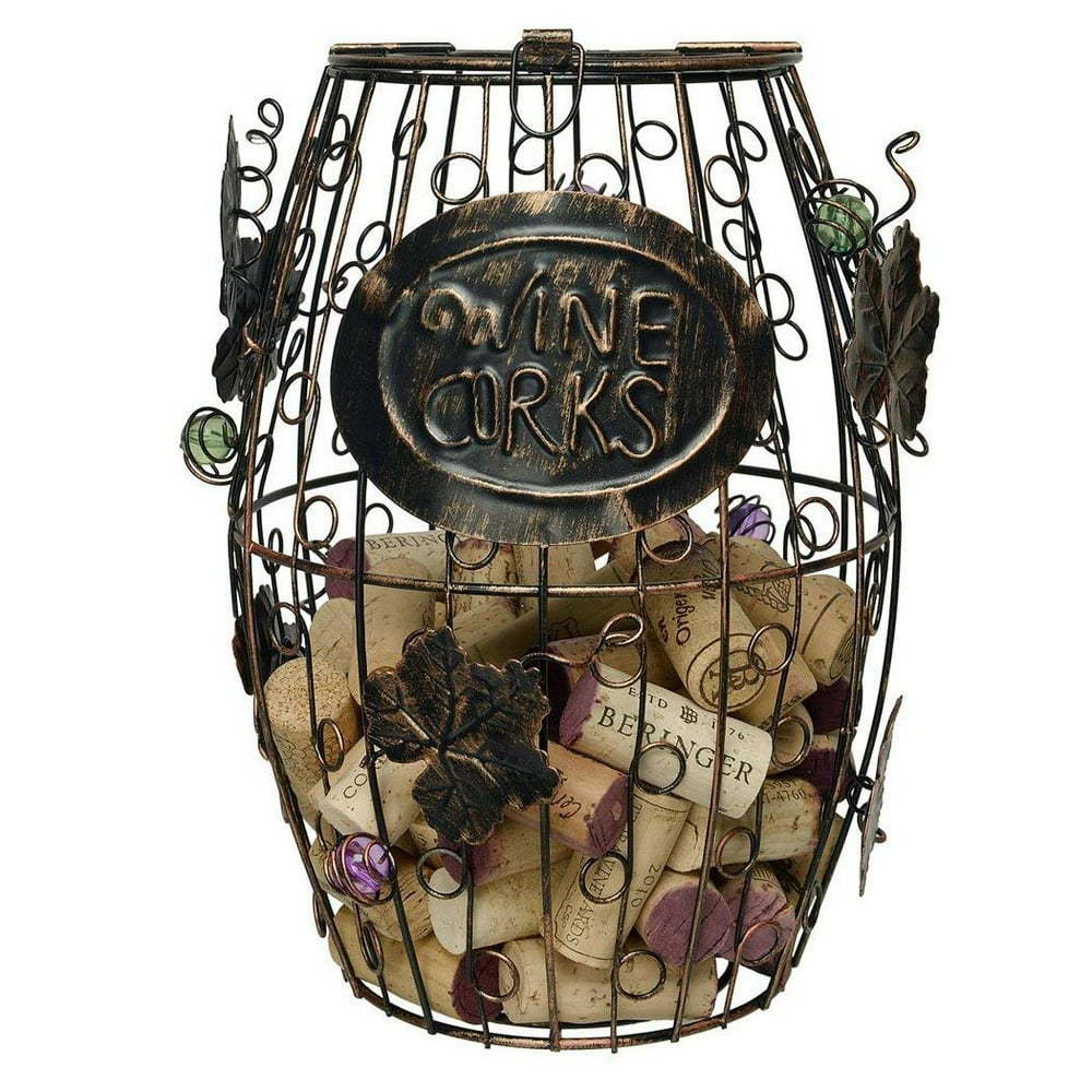 Wine Barrel Cork Cage Holder Great Bar Decor Wine Corks Storage (9.5inch), A GREAT UNIQUE