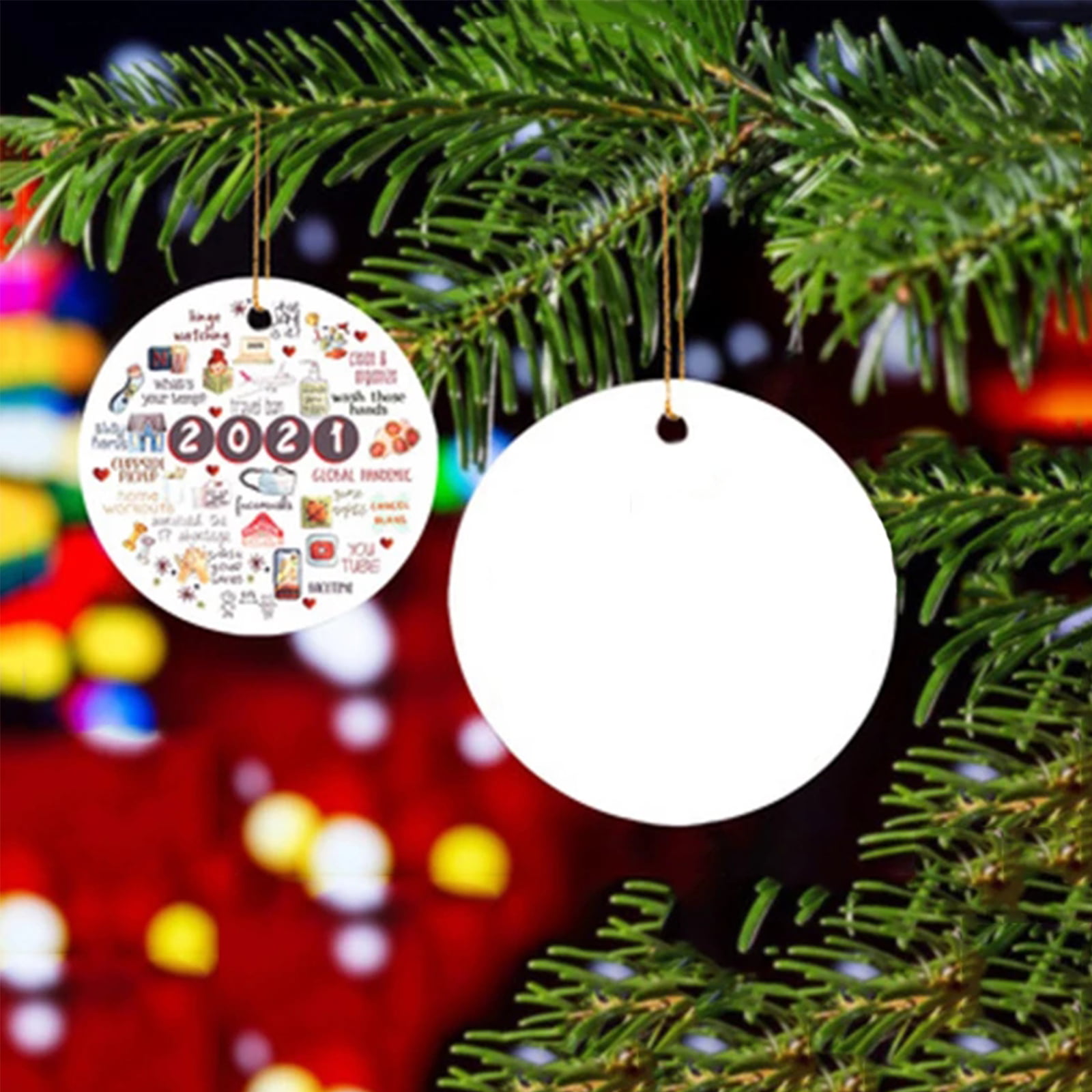 Novelty Decoration Old School Vinyl Record Christmas Ornaments Ceramic Star Christmas Tree Hanging Keepsake 3 Inches Both Sides 