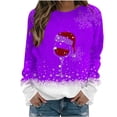 thumbnail image 2 of Babysbule Womens Christmas Tops Ladies Christmas Print Loose Long Sleeve Round Neck Pullover Top T-Shirt Top, 2 of 4