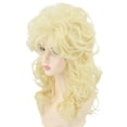 thumbnail image 1 of Peluca LeMarnia para mujer, cantante de moda de los 70 y 80, rubia, larga y rizada, 1 of 6