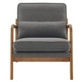 thumbnail image 5 of Tcbosik Accent Chair, Mid-Century Modern Lounge Chair with Linen Fabric Upholstery and Solid Wood Legs, High-Density Foam Seat, Lumbar Pillow Support, Compact Armchair for Small Space (Dark Gray), 5 of 9