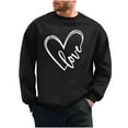 thumbnail image 2 of Sweatshirts for Men Hearted-Printed Graphic Crew Neck Long Sleeve Pullover Fall Tops Black L, 2 of 6