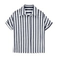 thumbnail image 4 of Glisme Tees for Girls Striped Print Shirt Short Sleeve Lapel Neck Tops Summer Casual Girl T-shirt Size 5-6 Years Black, 4 of 5