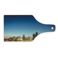thumbnail image 2 of Detroit Cutting Board, Michigan Skyline at Twilight Waterfront Lively City Serene Calm Travel Destination, Tempered Glass Cutting and Serving Board, Wine Bottle Shape, Multicolor, by Ambesonne, 2 of 5