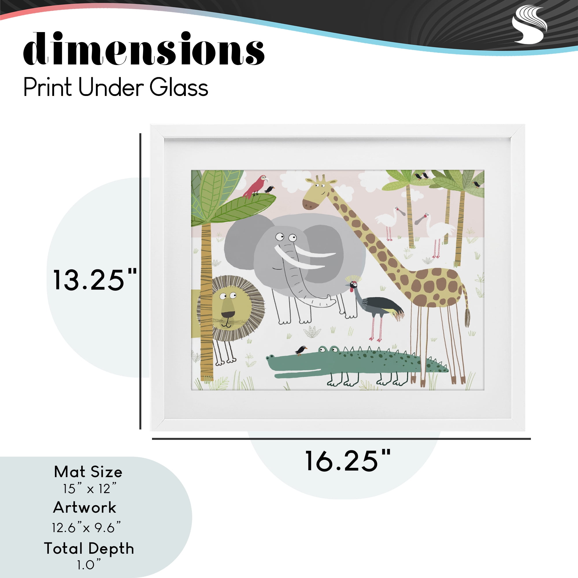 Stupell Industries Safari Animals Out and About White Framed Print Under Glass, design by Carla Daly