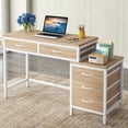 thumbnail image 3 of Tribesigns Computer Desk with 5 Drawers, Home Office Desks with Reversible Drawer Cabinet Printer Stand, Industrial PC Desk with Storage, Rustic Study Writing Table Workstation for Small Spaces, 3 of 8