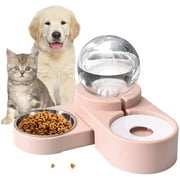 Pets Feeder,Cats Dogs Food and Water Bowl Set, Automatic Pets Water Dispenser with Food Bowl (Blue)