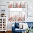 thumbnail image 2 of Summer Marine Life Kitchen Curtains Valances and Tiers Set of 3 Red Green Oceans Corals Shells Starfish Tier Curtains and Valance with Rod Pocket for Small Windows, 27.5"x24", 2 of 9